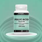 Folic Acid Tablets for Energy, Pregnancy & Nutritional Support – 2000 mcg Folate, Vitamin B9, Prenatal Formula – 250 Tablets (8-Month Supply)