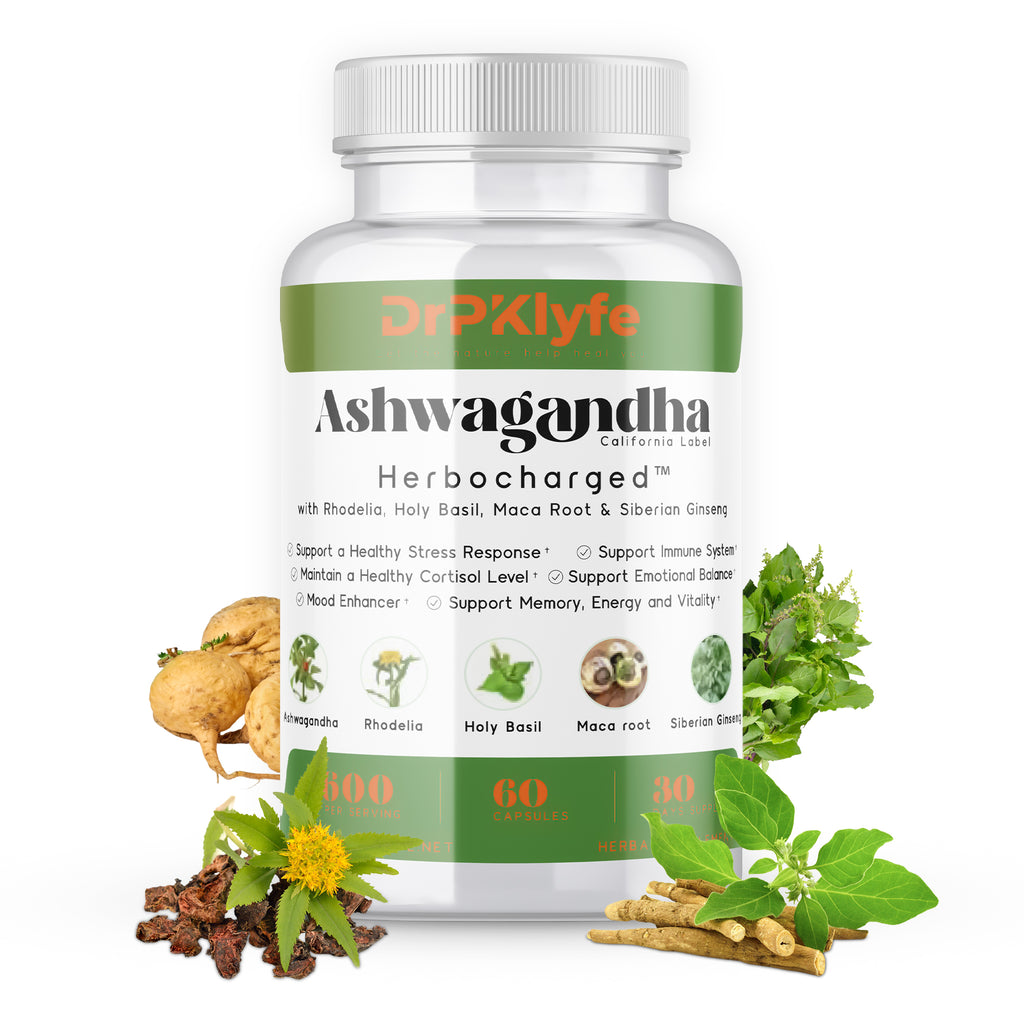 Ashwagandha Complex 5-1 Blend with Rhodiola Rosea Supplement, Maca Root, Holy Basil, Siberian Ginseng for Stress Relief, Focus, Sleep, Energy, Vitality - 180 Capsules, US Lab Certified.