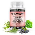 Hair, Nail and Skin Supplement Capsules:Biotin, Collagen, Collagen Peptides, Acid Hyaluronic, Biotin, Vitamin A, C, B5, B6 Saw Palmetto & More - 90 Capsules.
