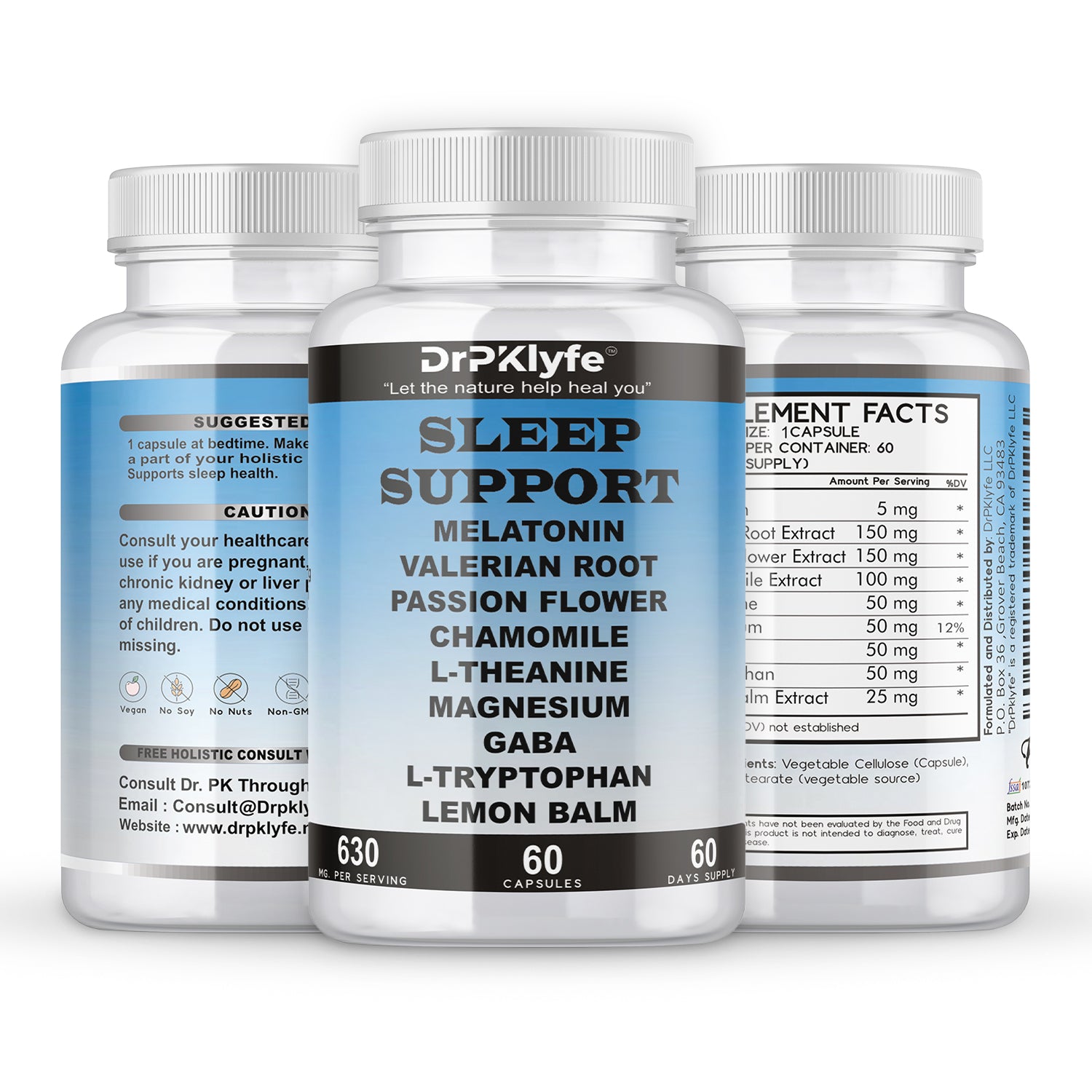 Sleep Aid: Melatonin Valerian Root Passion Flower Chamomile L-Theanine Magnesium GABA Capsules: 630mg, 60 Days Supply for Men & Women|Natural Sleep Aid Solution