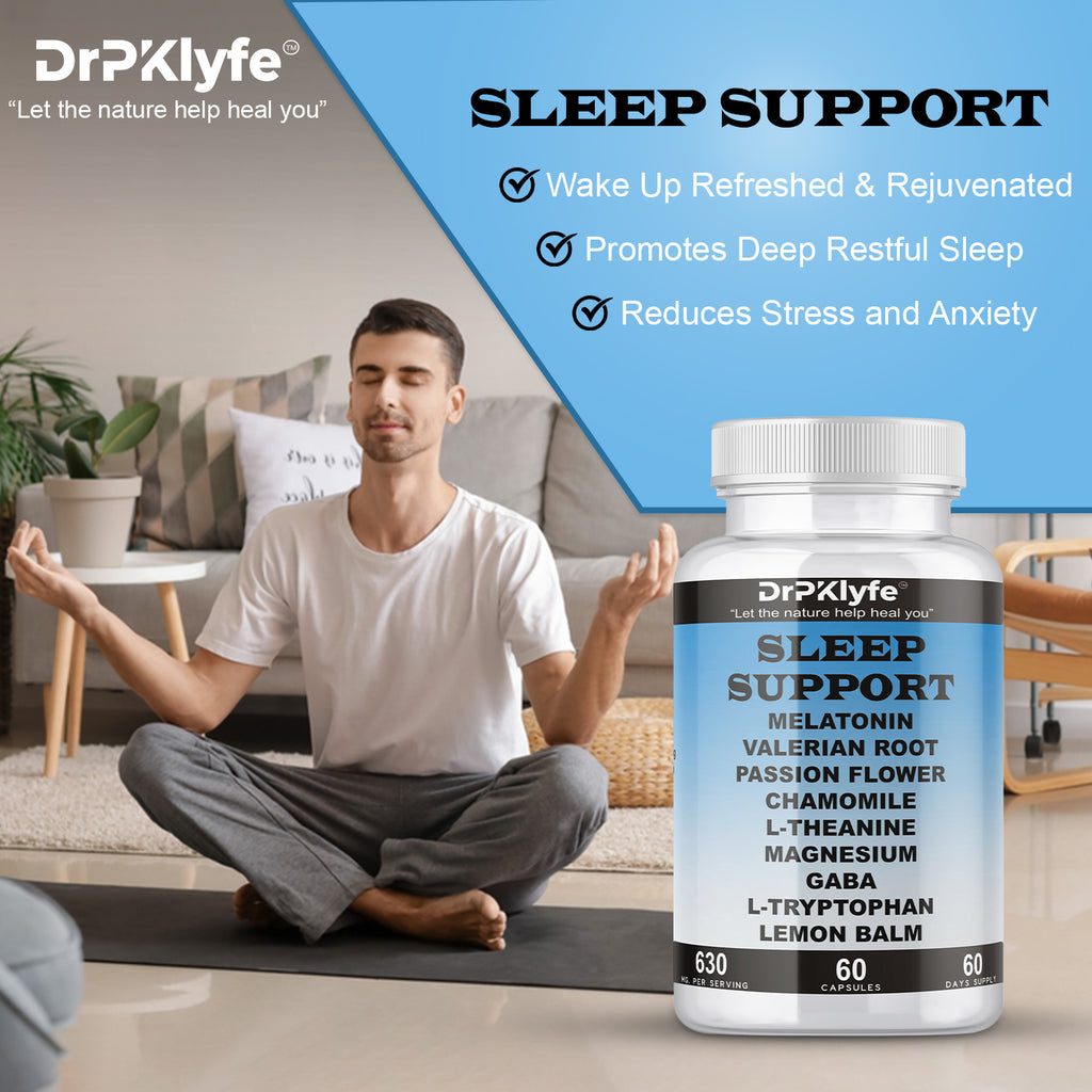 Sleep Aid: Melatonin Valerian Root Passion Flower Chamomile L-Theanine Magnesium GABA Capsules: 630mg, 60 Days Supply for Men & Women|Natural Sleep Aid Solution