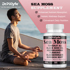 DrPKlyfe Sea Moss Capsules – 1560mg Supplement with Tongkat Ali, Ashwagandha, Black Seed Oil, Turmeric, Bladderwrack, Burdock Root – Vegan, Non-GMO, 120 Capsules, 60 Day Supply.