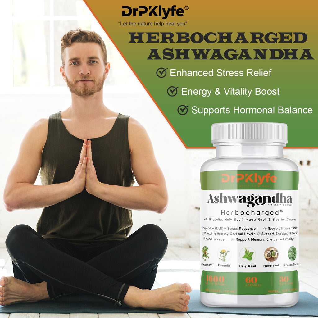 Ashwagandha Complex 5-1 Blend with Rhodiola Rosea Supplement, Maca Root, Holy Basil, Siberian Ginseng for Stress Relief, Focus, Sleep, Energy, Vitality - 180 Capsules, US Lab Certified.