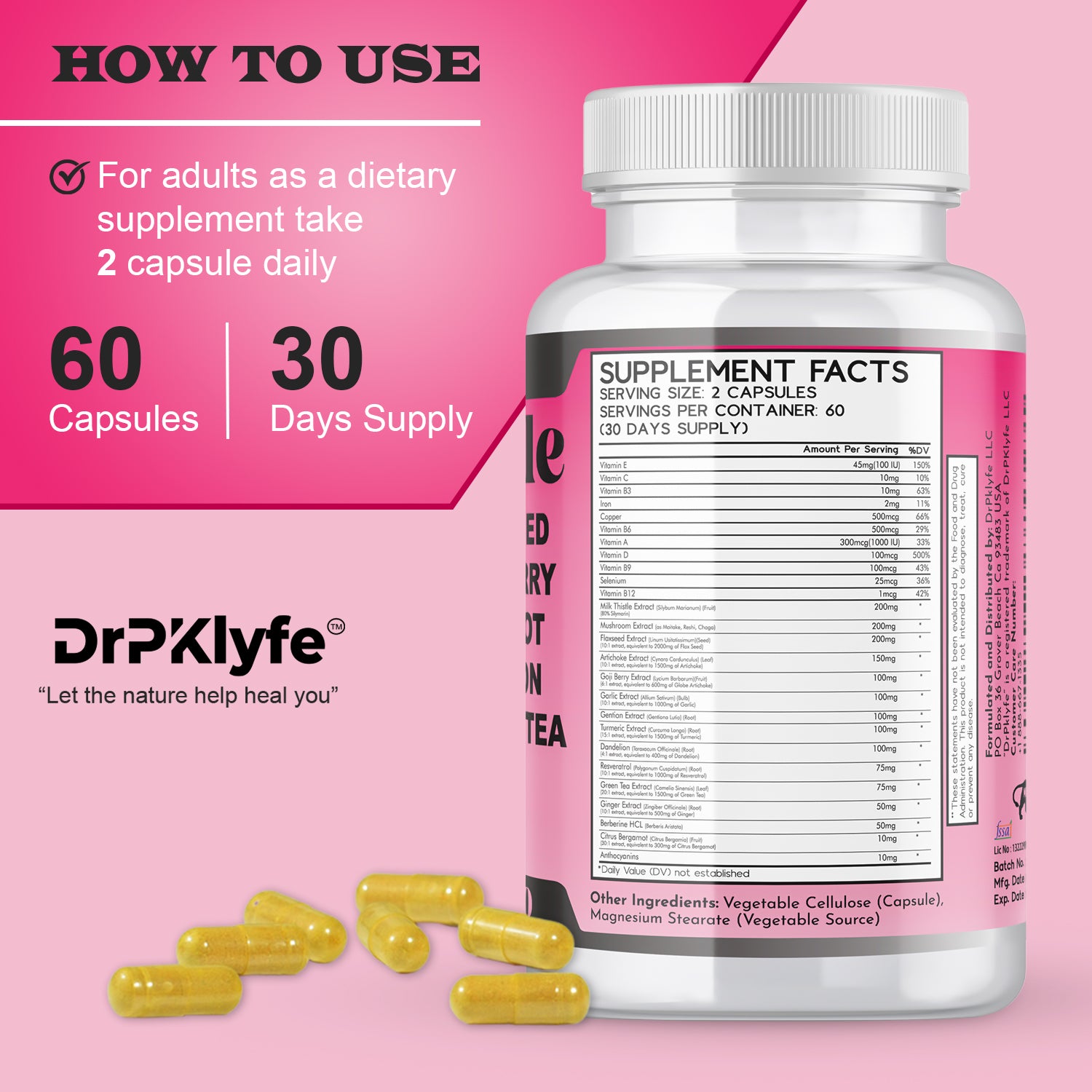 Milk Thistle Capsules for Liver Detox & Cleanse Support – with Dandelion Root, Resveratrol, Artichoke, Moringa, Silymarin – 120 Capsules (60-Day Supply)