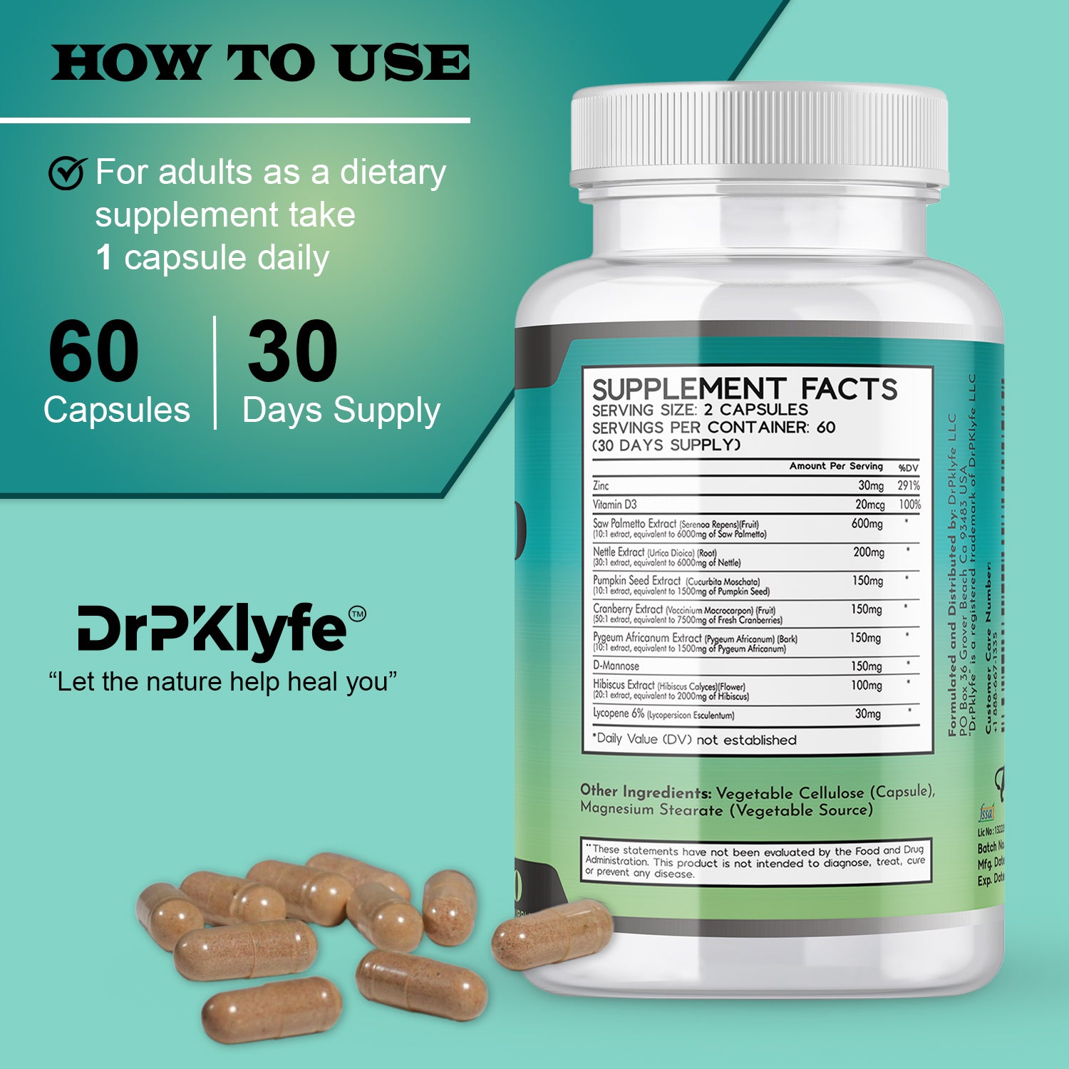 Pumpkin Seed Oil & Hair Growth Supplement with Saw Palmetto for Women, DHT Blocker for Men, PCOS Prostate Health, Pygeum, Lycopene, Mens Health