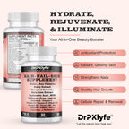 Hair, Nail and Skin Supplement Capsules:Biotin, Collagen, Collagen Peptides, Acid Hyaluronic, Biotin, Vitamin A, C, B5, B6 Saw Palmetto & More - 90 Capsules.