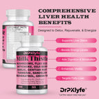 Milk Thistle Capsules for Liver Detox & Cleanse Support – with Dandelion Root, Resveratrol, Artichoke, Moringa, Silymarin – 120 Capsules (60-Day Supply)