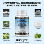 Sleep Aid: Melatonin Valerian Root Passion Flower Chamomile L-Theanine Magnesium GABA Capsules: 630mg, 60 Days Supply for Men & Women|Natural Sleep Aid Solution