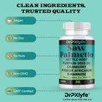 Pumpkin Seed Oil & Hair Growth Supplement with Saw Palmetto for Women, DHT Blocker for Men, PCOS Prostate Health, Pygeum, Lycopene, Mens Health