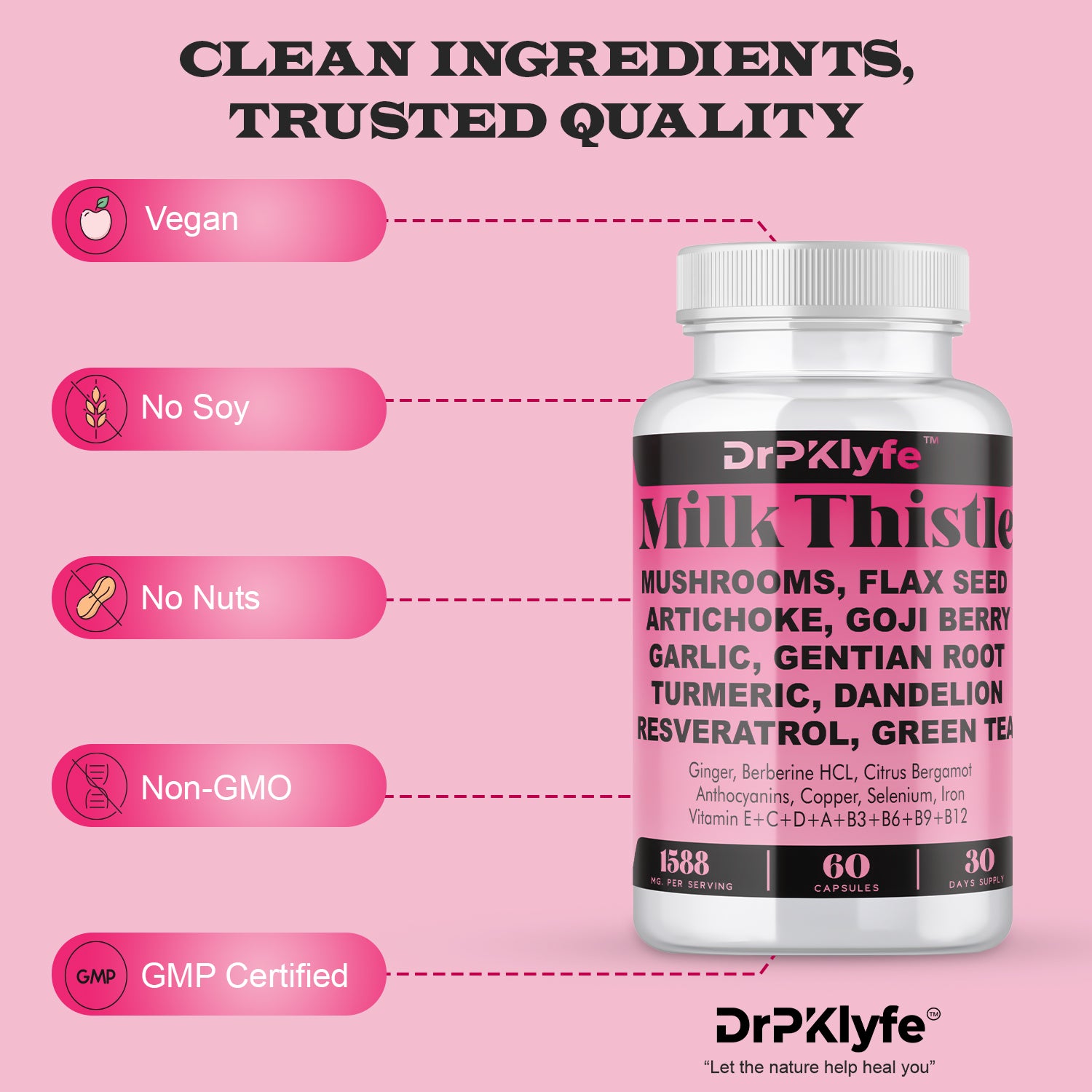 Milk Thistle Capsules for Liver Detox & Cleanse Support – with Dandelion Root, Resveratrol, Artichoke, Moringa, Silymarin – 120 Capsules (60-Day Supply)