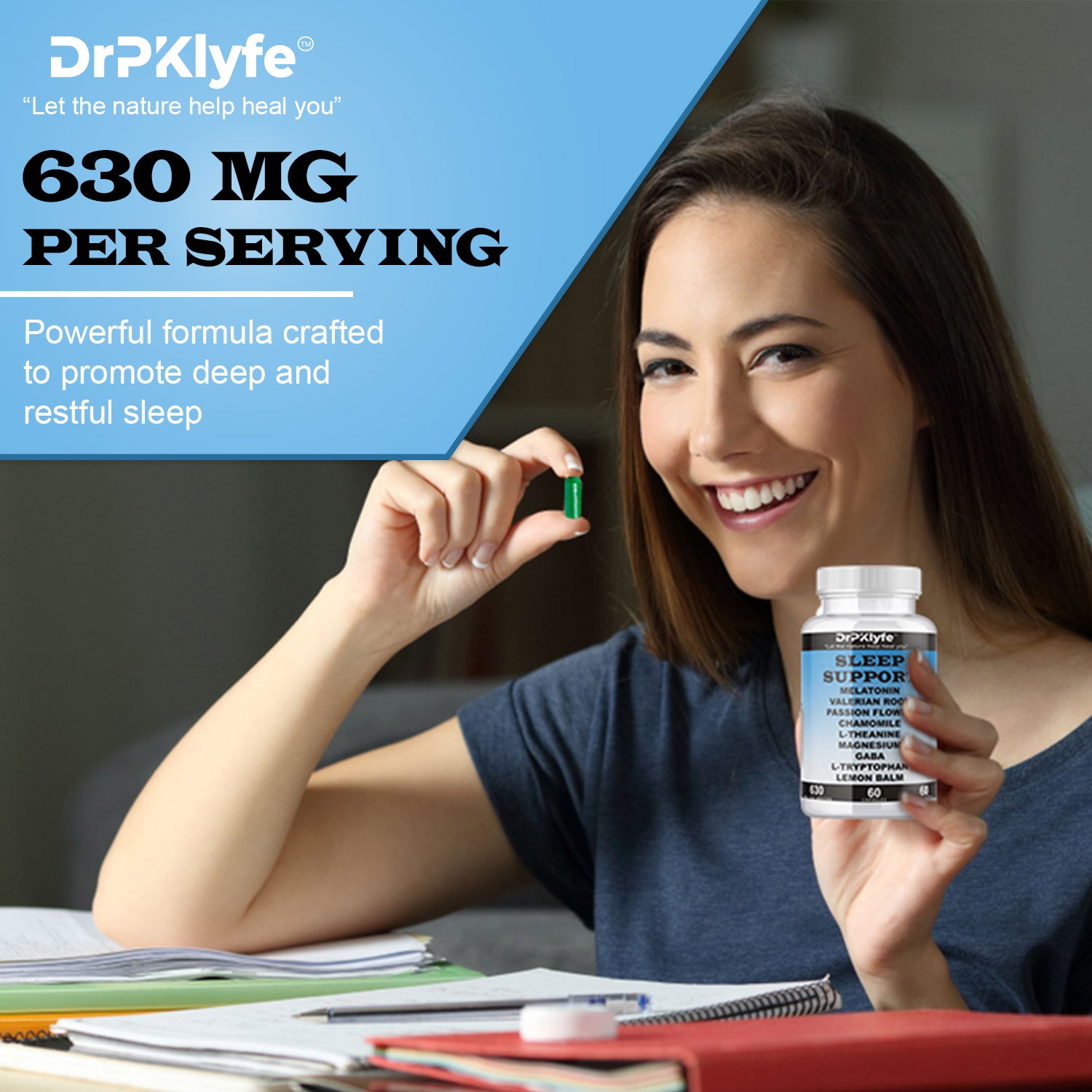 Sleep Aid: Melatonin Valerian Root Passion Flower Chamomile L-Theanine Magnesium GABA Capsules: 630mg, 60 Days Supply for Men & Women|Natural Sleep Aid Solution