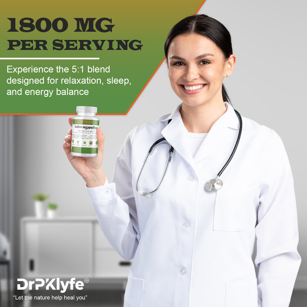 Ashwagandha Complex 5-1 Blend with Rhodiola Rosea Supplement, Maca Root, Holy Basil, Siberian Ginseng for Stress Relief, Focus, Sleep, Energy, Vitality - 180 Capsules, US Lab Certified.