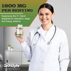 Ashwagandha Complex 5-1 Blend with Rhodiola Rosea Supplement, Maca Root, Holy Basil, Siberian Ginseng for Stress Relief, Focus, Sleep, Energy, Vitality - 180 Capsules, US Lab Certified.